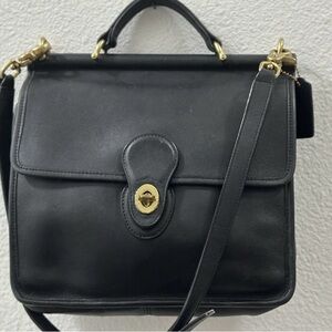 Vintage Coach Willis Bag M0651-F09927 Black Leather w Adjustable Strap & Hangtag